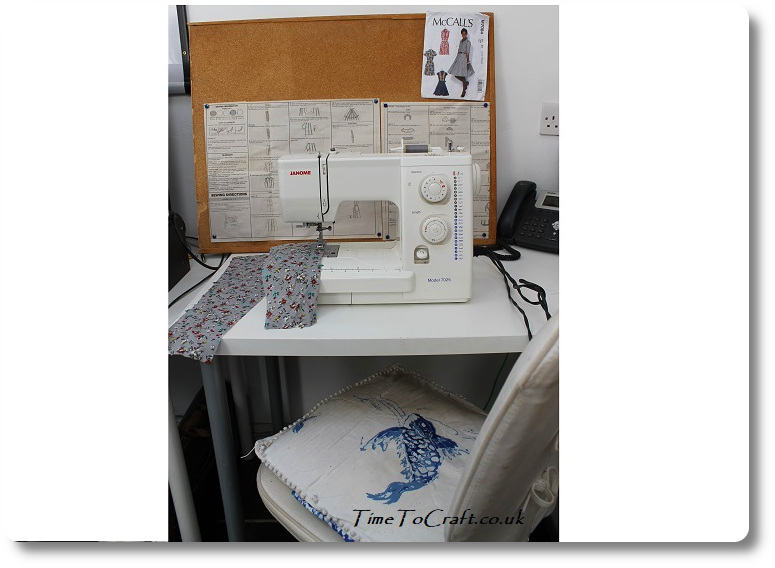 Sewing machine set up for a summer dress