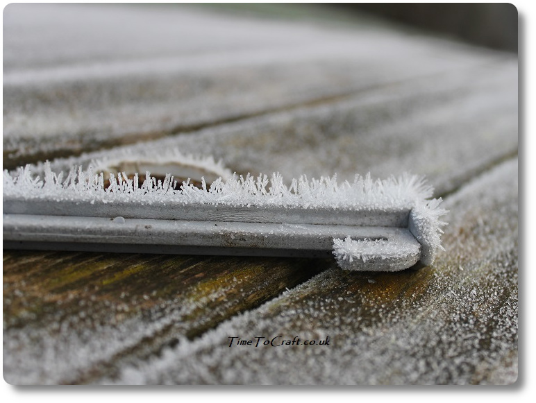 Hoarfrost on camping peg