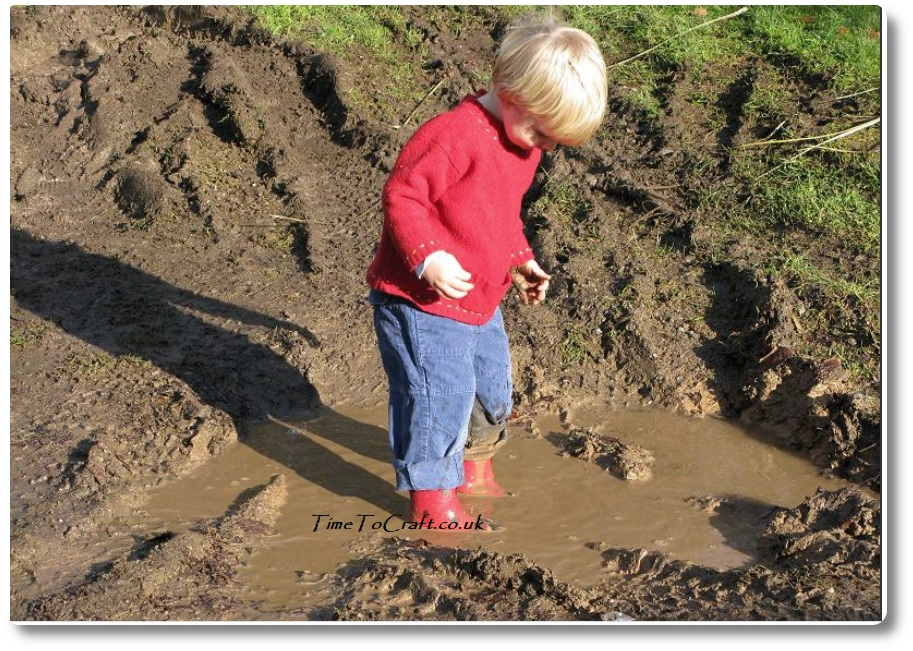 Youngest playing in mud, now grown
